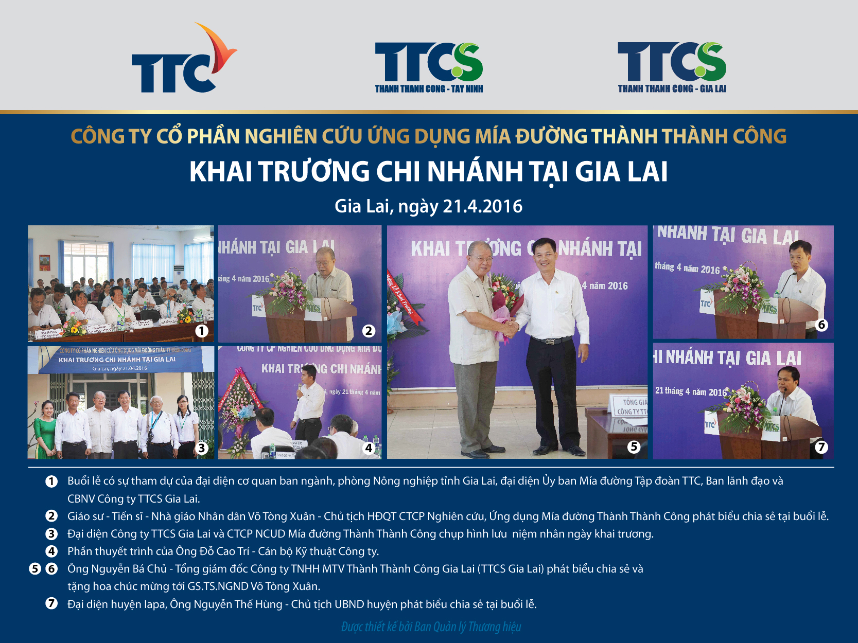 CTCP Nghiên cứu Ứng dụng Mía đường Thành Thành Công khai trương chi nhánh tại Gia Lai